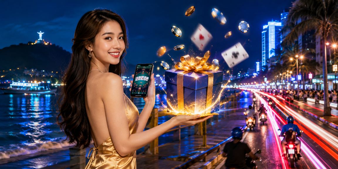 Nhóm bạn trẻ tại Vũng Tàu thư giãn bên bờ biển và chơi bài trực tuyến trên điện thoại